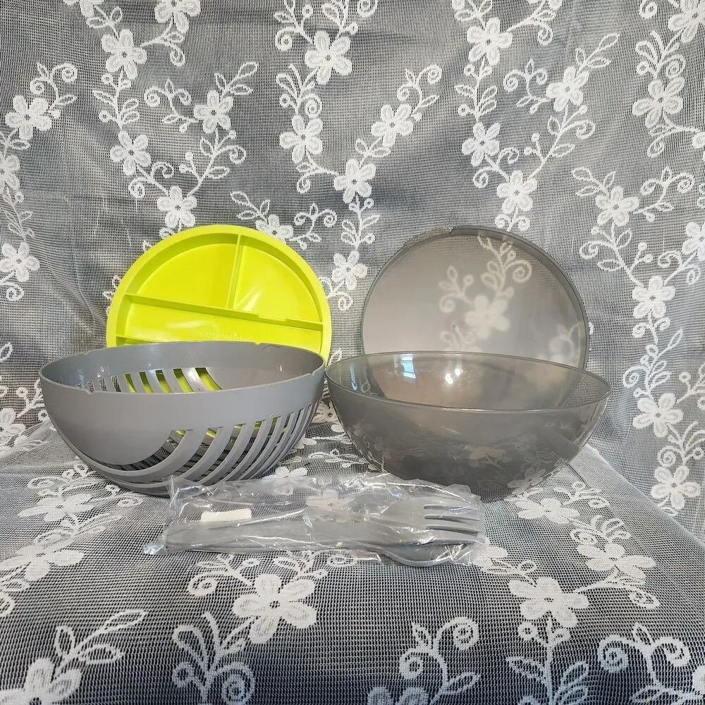 Pampered Chef Salad Cutting Bowl Set with Packaged utensils